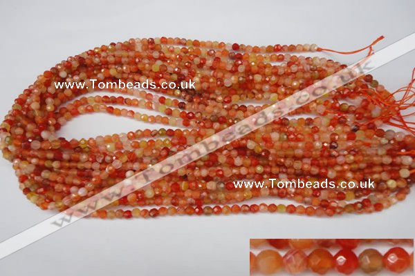 CAG1654 15.5 inches 4mm faceted round red agate gemstone beads