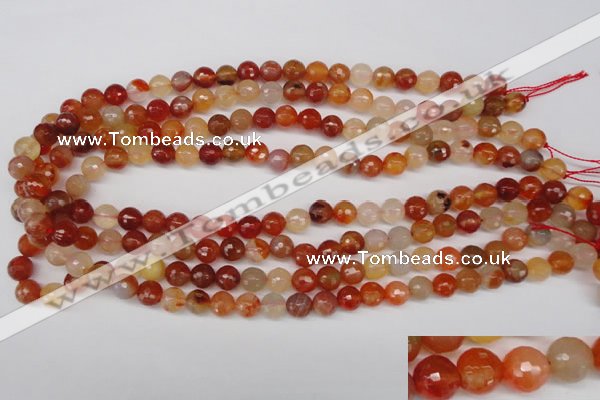 CAG1656 15.5 inches 8mm faceted round red agate gemstone beads