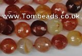 CAG1657 15.5 inches 10mm faceted round red agate gemstone beads