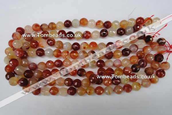 CAG1657 15.5 inches 10mm faceted round red agate gemstone beads