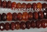 CAG1665 15.5 inches 6*10mm faceted rondelle red agate gemstone beads