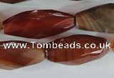 CAG1670 15.5 inches 14*30mm faceted rice red agate gemstone beads