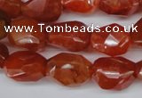 CAG1672 15.5 inches 12*17mm faceted nuggets red agate gemstone beads