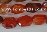 CAG1673 15.5 inches 14*18mm faceted nuggets red agate gemstone beads