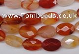 CAG1678 15.5 inches 8*12mm faceted oval red agate gemstone beads