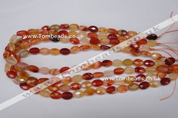 CAG1678 15.5 inches 8*12mm faceted oval red agate gemstone beads