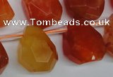 CAG1680 Top-drilled 15*18mm faceted nuggets red agate gemstone beads