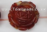 CAG1682 15.5 inches 38mm carved flower red agate gemstone beads