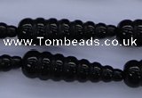 CAG1697 15.5 inches 10*35mm carved teardrop black agate beads