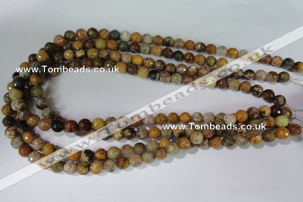 CAG1712 15.5 inches 8mm faceted round rainbow agate beads