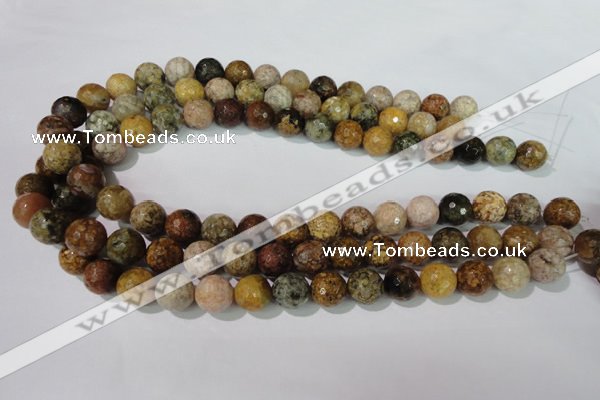 CAG1714 15.5 inches 12mm faceted round rainbow agate beads