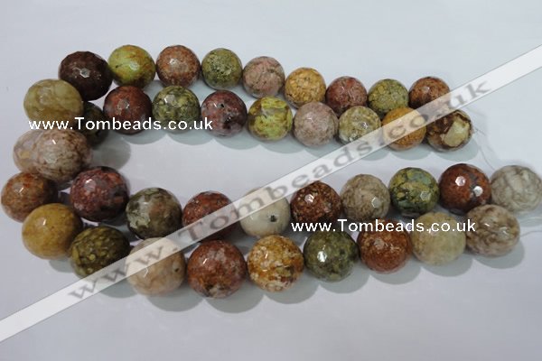 CAG1718 15.5 inches 20mm faceted round rainbow agate beads