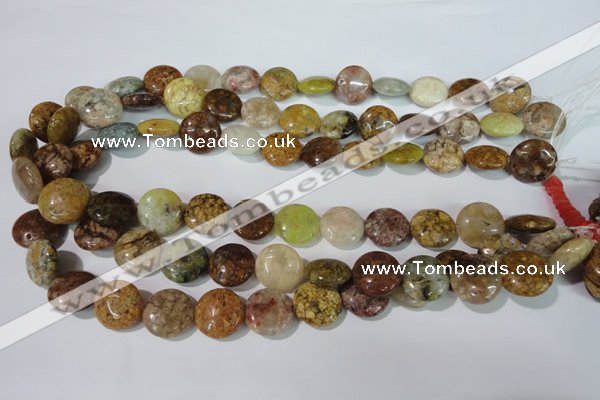 CAG1726 15.5 inches 15mm flat round rainbow agate beads wholesale