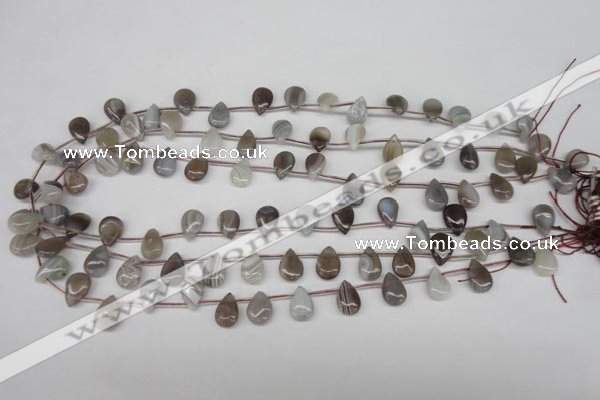 CAG1768 Top-drilled 8*12mm flat teardrop Chinese botswana agate beads