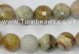 CAG1834 15.5 inches 12mm faceted round bamboo leaf agate beads