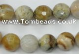 CAG1834 15.5 inches 12mm faceted round bamboo leaf agate beads