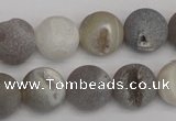 CAG1840 15.5 inches 14mm round matte druzy agate beads whholesale