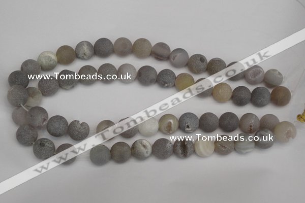 CAG1840 15.5 inches 14mm round matte druzy agate beads whholesale