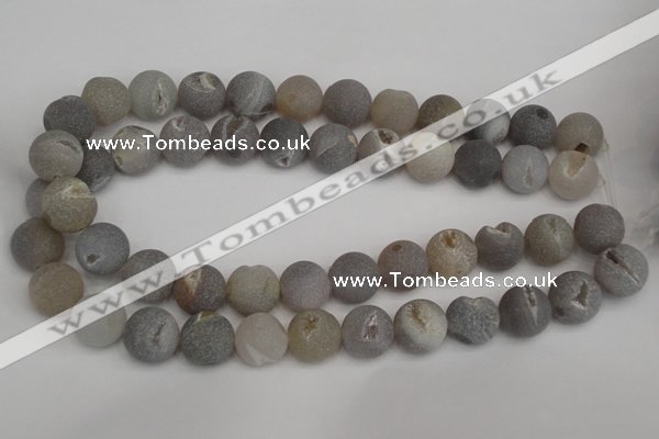 CAG1841 15.5 inches 16mm round matte druzy agate beads whholesale