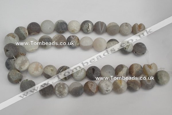 CAG1842 15.5 inches 18mm round matte druzy agate beads whholesale