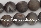 CAG1845 15.5 inches 16mm round matte druzy agate beads whholesale