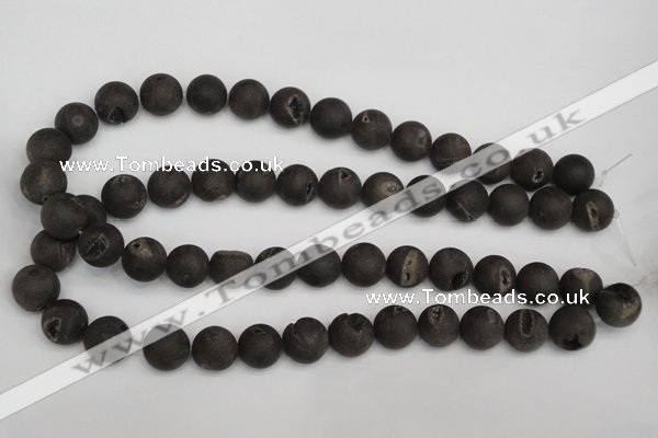 CAG1848 15.5 inches 14mm round matte druzy agate beads whholesale