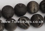 CAG1849 15.5 inches 16mm round matte druzy agate beads whholesale