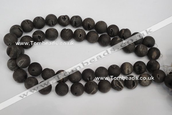 CAG1849 15.5 inches 16mm round matte druzy agate beads whholesale