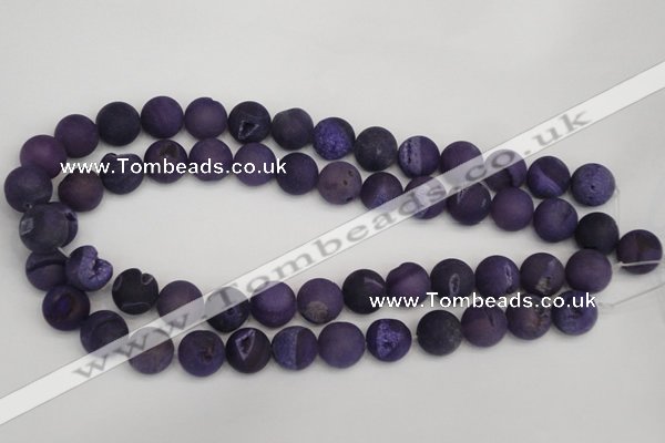 CAG1852 15.5 inches 14mm round matte druzy agate beads whholesale