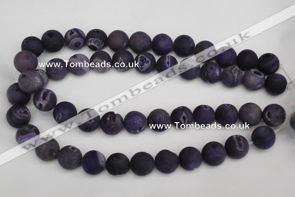 CAG1853 15.5 inches 16mm round matte druzy agate beads whholesale