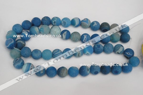 CAG1857 15.5 inches 16mm round matte druzy agate beads whholesale