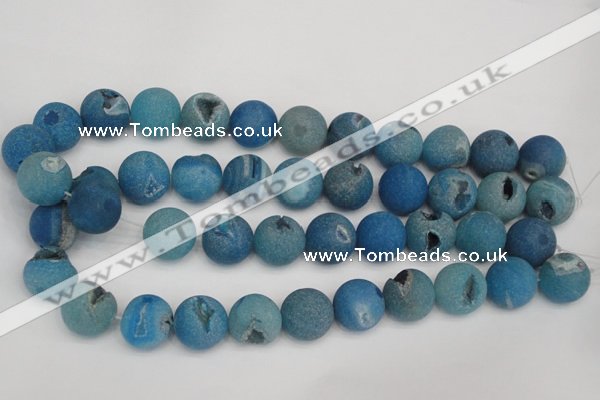 CAG1858 15.5 inches 18mm round matte druzy agate beads whholesale