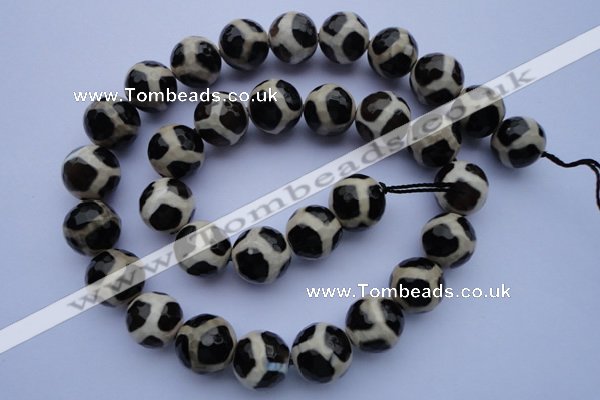 CAG1871 15.5 inches 8mm faceted round tibetan agate beads wholesale