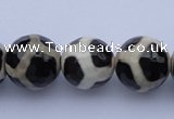 CAG1872 15.5 inches 10mm faceted round tibetan agate beads wholesale