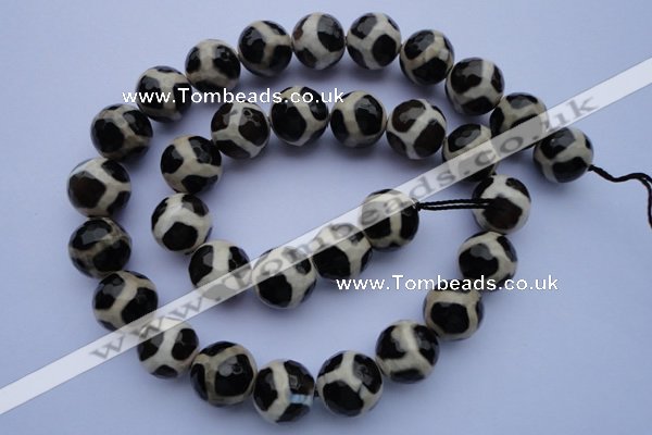 CAG1872 15.5 inches 10mm faceted round tibetan agate beads wholesale