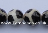 CAG1873 15.5 inches 12mm faceted round tibetan agate beads wholesale