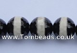 CAG1880 15.5 inches 10mm faceted round tibetan agate beads wholesale