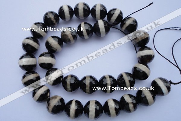 CAG1882 15.5 inches 14mm faceted round tibetan agate beads wholesale