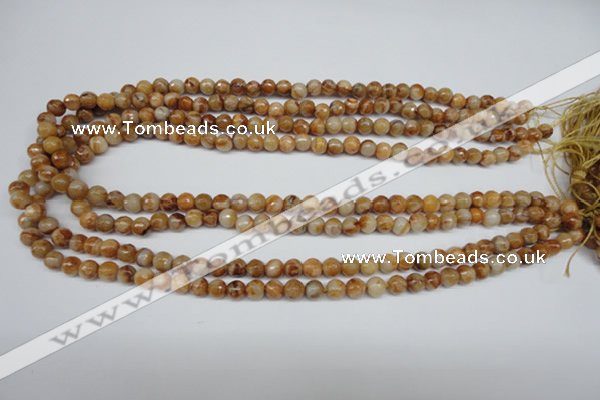 CAG1885 15.5 inches 6mm faceted round lemon crazy lace agate beads