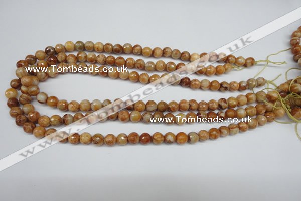 CAG1886 15.5 inches 8mm faceted round lemon crazy lace agate beads