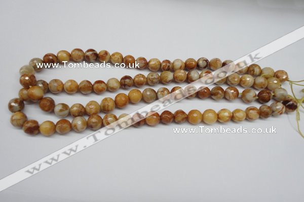 CAG1887 15.5 inches 10mm faceted round lemon crazy lace agate beads