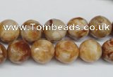 CAG1888 15.5 inches 12mm faceted round lemon crazy lace agate beads