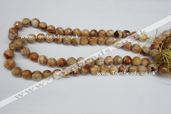 CAG1888 15.5 inches 12mm faceted round lemon crazy lace agate beads