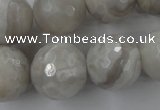 CAG1910 15.5 inches 18mm faceted round grey agate beads wholesale