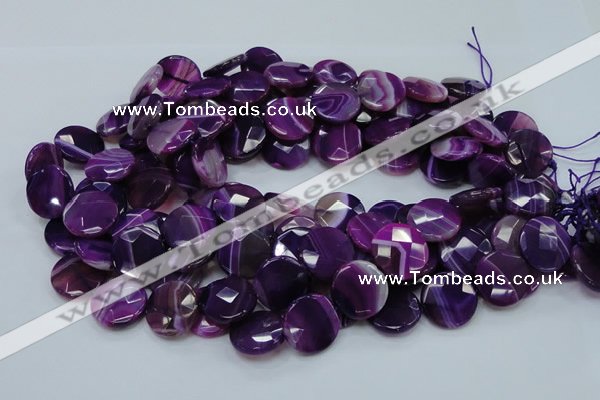 CAG203 15.5 inches 20mm faceted coin purple agate gemstone beads