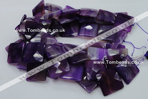 CAG207 15.5 inches 30*30mm faceted square purple agate beads