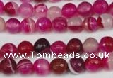 CAG2085 15.5 inches 6mm faceted round fuchsia line agate beads