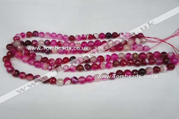 CAG2086 15.5 inches 8mm faceted round fuchsia line agate beads