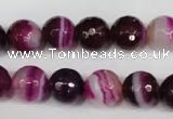 CAG2087 15.5 inches 10mm faceted round fuchsia line agate beads