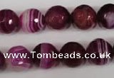 CAG2088 15.5 inches 12mm faceted round fuchsia line agate beads